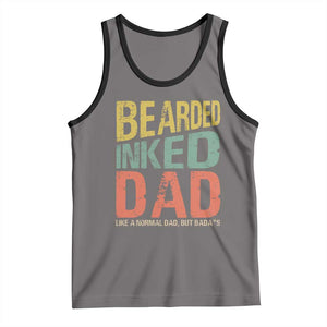 Funny Bearded Inked Dad Like A Normal Dad But Badass Tank Top Father's Day TS11 Deep Heather Black Print Your Wear