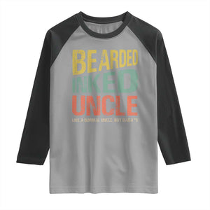 Funny Bearded Inked Uncle Like A Normal Uncle But Badass Raglan Shirt Father's Day TS11 Sport Gray Black Print Your Wear
