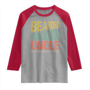 Funny Bearded Inked Uncle Like A Normal Uncle But Badass Raglan Shirt Father's Day TS11 Sport Gray Red Print Your Wear