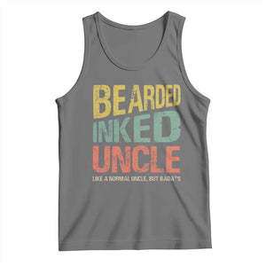 Funny Bearded Inked Uncle Like A Normal Uncle But Badass Tank Top Father's Day TS11 Black Heather Print Your Wear