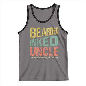 Funny Bearded Inked Uncle Like A Normal Uncle But Badass Tank Top Father's Day TS11 Deep Heather Black Print Your Wear