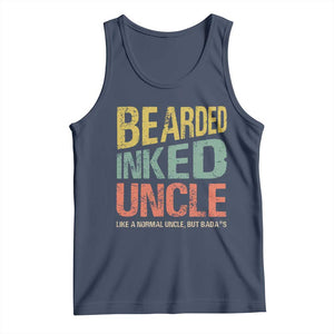 Funny Bearded Inked Uncle Like A Normal Uncle But Badass Tank Top Father's Day TS11 Navy Print Your Wear
