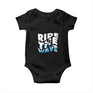 Surfing Baby Onesie Ride The Wave Surfer Boardsport Wave TS11 Black Print Your Wear