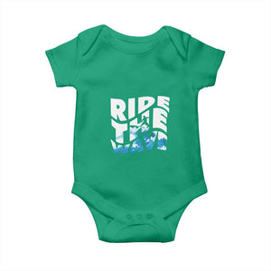 Surfing Baby Onesie Ride The Wave Surfer Boardsport Wave TS11 Irish Green Print Your Wear