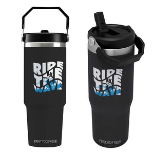 Surfing Flip Straw Tumbler Ride The Wave Surfer Boardsport Wave TS11 One Size: 30 oz Black Print Your Wear
