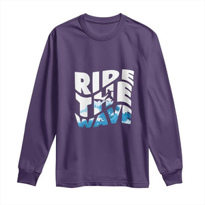 Surfing Long Sleeve Shirt Ride The Wave Surfer Boardsport Wave TS11 Purple Print Your Wear