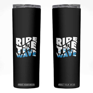 Surfing Skinny Tumbler Ride The Wave Surfer Boardsport Wave TS11 Black Print Your Wear