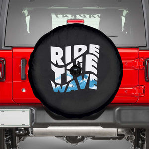 Surfing Spare Tire Cover Ride The Wave Surfer Boardsport Wave TS11 Black Print Your Wear