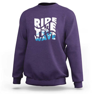 Surfing Sweatshirt Ride The Wave Surfer Boardsport Wave TS11 Purple Print Your Wear