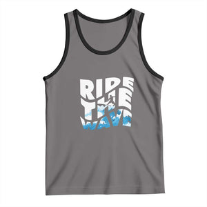 Surfing Tank Top Ride The Wave Surfer Boardsport Wave TS11 Deep Heather Black Print Your Wear