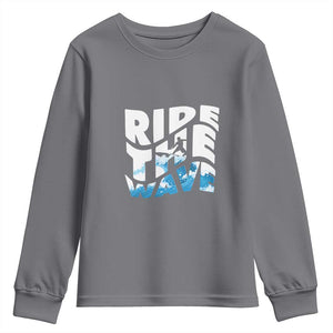 Surfing Youth Sweatshirt Ride The Wave Surfer Boardsport Wave TS11 Charcoal Print Your Wear