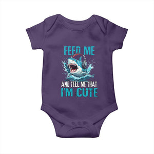 Shark Lover Baby Onesie Feed Me And Tell Me That I'm Cute Ocean TS11 Purple Print Your Wear