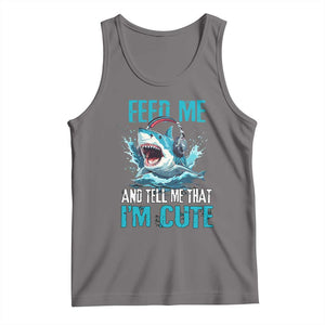 Shark Lover Tank Top Feed Me And Tell Me That I'm Cute Ocean TS11 Deep Heather Print Your Wear