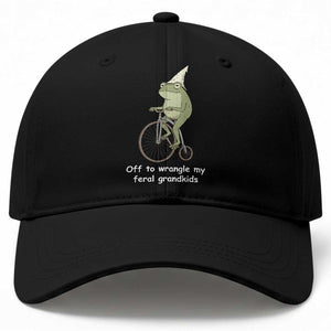 Off To Wrangle My Feral Grandkids Funny Grandparents Frog Baseball Cap TS11 Print Your Wear