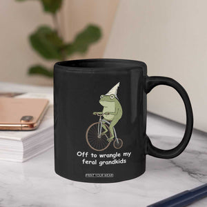 Off To Wrangle My Feral Grandkids Funny Grandparents Frog Coffee Mug TS11 Print Your Wear