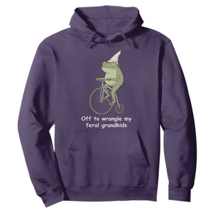 Off To Wrangle My Feral Grandkids Funny Grandparents Frog Hoodie