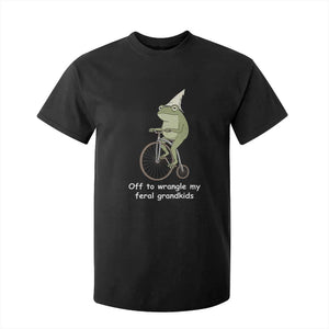 Off To Wrangle My Feral Grandkids Funny Grandparents Frog T Shirt For Kid