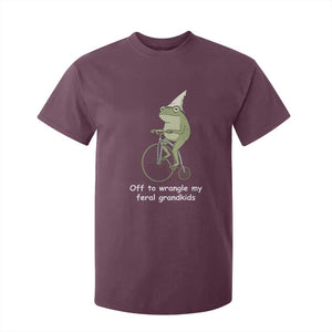 Off To Wrangle My Feral Grandkids Funny Grandparents Frog T Shirt For Kid