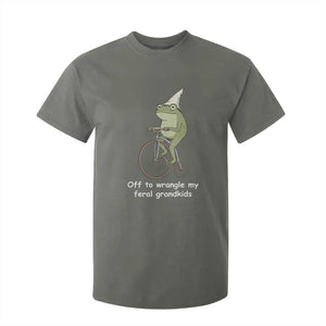 Off To Wrangle My Feral Grandkids Funny Grandparents Frog T Shirt For Kid