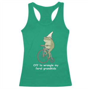 Off To Wrangle My Feral Grandkids Funny Grandparents Frog Racerback Tank Top TS11 Irish Green Print Your Wear