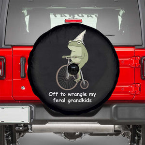 Off To Wrangle My Feral Grandkids Funny Grandparents Frog Spare Tire Cover TS11 Black Print Your Wear