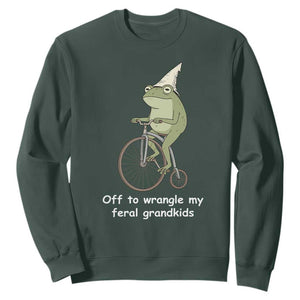 Off To Wrangle My Feral Grandkids Funny Grandparents Frog Sweatshirt