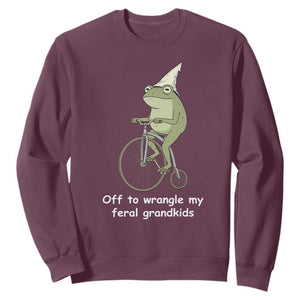 Off To Wrangle My Feral Grandkids Funny Grandparents Frog Sweatshirt