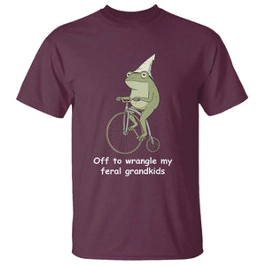 Off To Wrangle My Feral Grandkids Funny Grandparents Frog T Shirt TS11 Maroon Print Your Wear