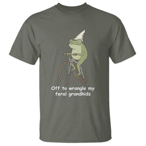 Off To Wrangle My Feral Grandkids Funny Grandparents Frog T Shirt TS11 Military Green Print Your Wear