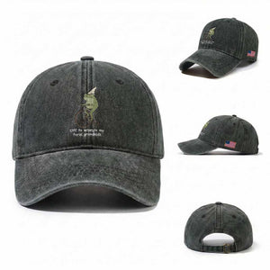 Off To Wrangle My Feral Grandkids Funny Grandparents Frog Washed Cotton Baseball Cap