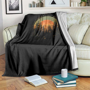 Retro Forest Trees Outdoors Nature Lover Throw Blanket