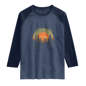 Retro Forest Trees Outdoors Nature Lover Raglan Shirt