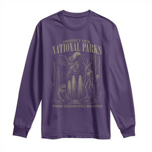 Protect Our National Parks Funny Cryptid Weirdcore Long Sleeve Shirt Where Legends Still Roam Free Bigfoot Monthman