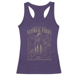 Protect Our National Parks Funny Cryptid Weirdcore Racerback Tank Top Where Legends Still Roam Free Bigfoot Monthman