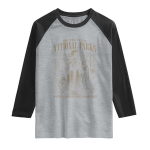 Protect Our National Parks Funny Cryptid Weirdcore Raglan Shirt Where Legends Still Roam Free Bigfoot Monthman