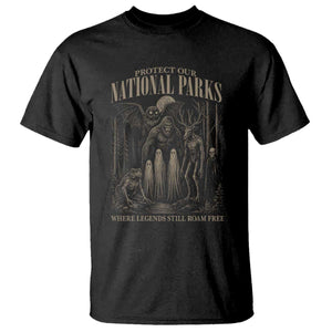 Protect Our National Parks Funny Cryptid Weirdcore T Shirt Where Legends Still Roam Free Bigfoot Monthman