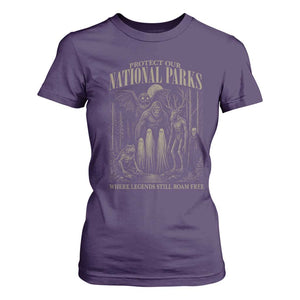 Protect Our National Parks Funny Cryptid Weirdcore T Shirt For Women Where Legends Still Roam Free Bigfoot Monthman