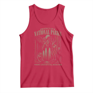 Protect Our National Parks Funny Cryptid Weirdcore Tank Top Where Legends Still Roam Free Bigfoot Monthman