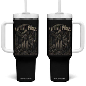 Protect Our National Parks Funny Cryptid Weirdcore Tumbler With Handle Where Legends Still Roam Free Bigfoot Monthman