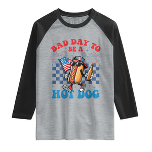 Bad Day To Be A Hot Dog 4th of July Raglan Shirt Funny BBQ Grilling