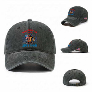 Bad Day To Be A Hot Dog 4th of July Washed Cotton Baseball Cap Funny BBQ Grilling