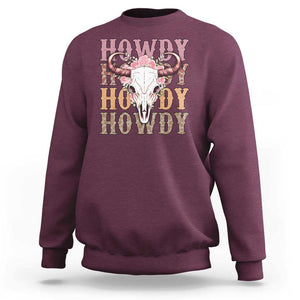 Country Cowgirl Sweatshirt Howdy Rodeo Cowboy Flower Skull TS11 Maroon Print Your Wear