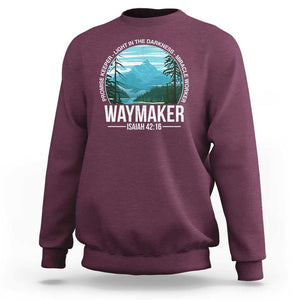 Christian Sweatshirt Waymaker Promise Keeper Light In The Darkness Miracle Worker Bible Verse TS11 Maroon Print Your Wear