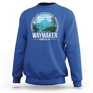 Christian Sweatshirt Waymaker Promise Keeper Light In The Darkness Miracle Worker Bible Verse TS11 Royal Blue Print Your Wear