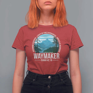 Christian T Shirt For Women Waymaker Promise Keeper Light In The Darkness Miracle Worker Bible Verse TS11 Red Print Your Wear