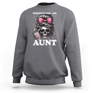 Funny Aunt Sweatshirt Someone's Cool Ass Auntie Skull Coffee TS11 Charcoal Print Your Wear