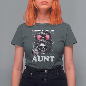 Funny Aunt T Shirt For Women Someone's Cool Ass Auntie Skull Coffee TS11 Dark Heather Print Your Wear