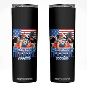 Funny Trump Beer Summer Vibes Skinny Tumbler Hotter Than A Hoochie Trump Coochie TS11 Black Print Your Wear