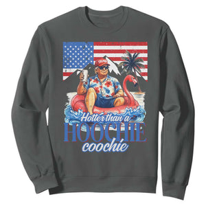 Funny Trump Beer Summer Vibes Sweatshirt Hotter Than A Hoochie Trump Coochie TS11 Dark Heather Print Your Wear