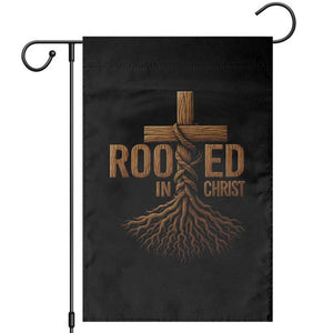 Rooted In Christ Garden Flag Vintage Jesus Christian Cross Bible Verse TS11 Black Print Your Wear